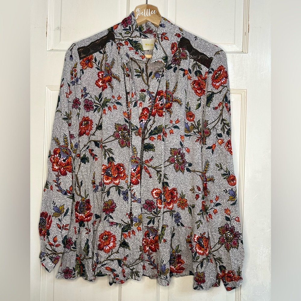 Anthropologie Maeve Peplum Button Up Floral Women's Top Size 12